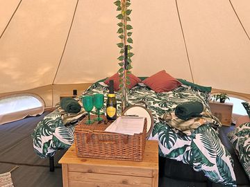 Inside beautiful bell tent