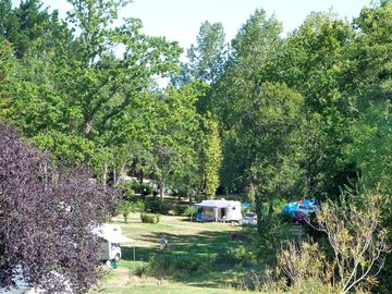 Camping pitches surrounded by greenery