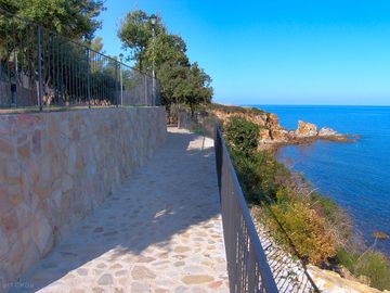 Terraced pitches overlooking the sea