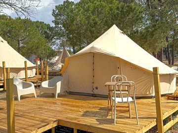Tents with outdoor seating