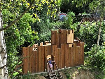 Wooden castle in the play area