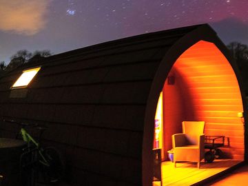 Aurora borealis above ty twt teifi glamping pod