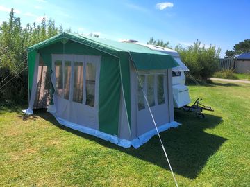On-site touring caravan with awning