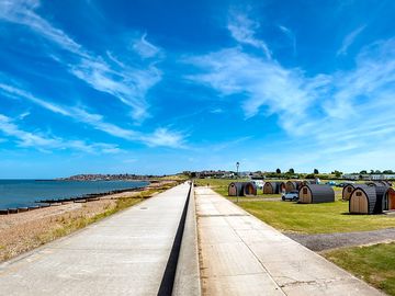 Camping pods by the beach