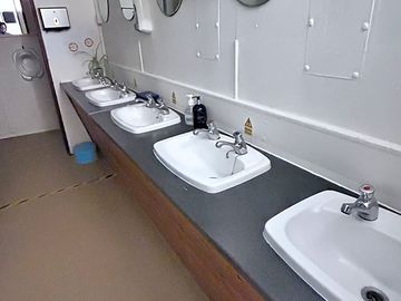 Spotless toilets.