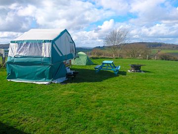 Trailer tent with open views.