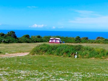 Grassy fields near the coast