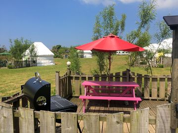 Private decked area with bbq