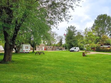 Grass around the hardstanding pitches