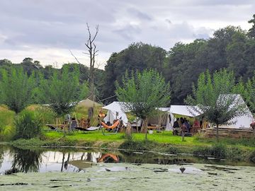 Pitch up next to the pond