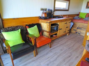 Kitchen and seating area
