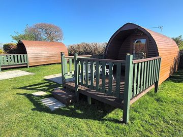 Decking next to the camping pods