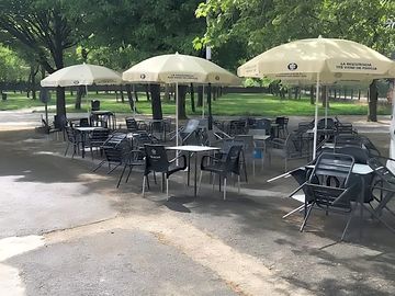 Tables in the shade
