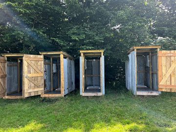Four large powerful hot showers