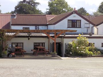 Picnic tables to the rear of the pub