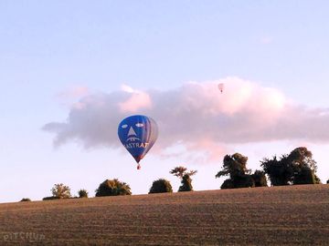 Hot air balloon over the site