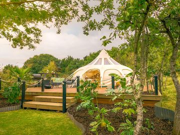 Bell tent in the orchard