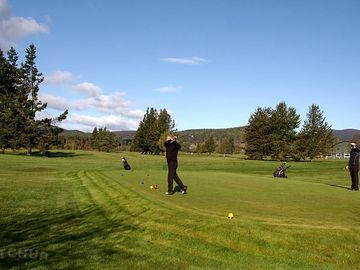 Ballater golf club lies adjacent to the caravan park