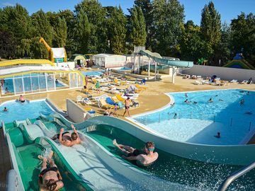 Swimming pool and slides