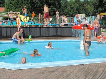 The site's swimming pool and paddling pool