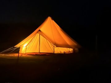Evenings inside the bell tent