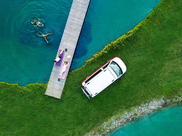 Aerial shot of the natural swimming lake