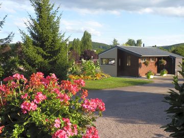 Shower block and a neatly landscaped site
