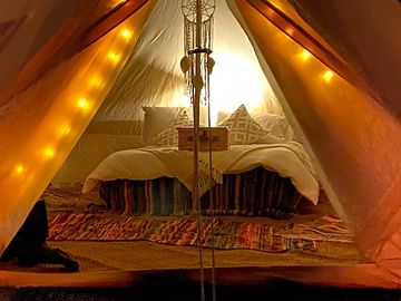 Evening in one of the furnished tents