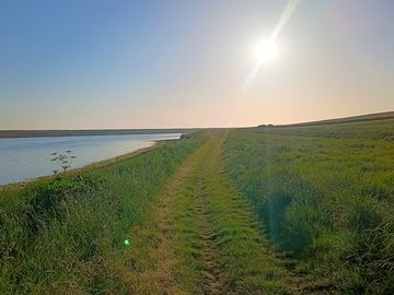 Farm walk along coast path - on the edge of the fleet lagoon nature reserve,