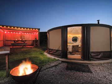 Outside a nomadic yurt