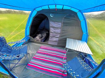 Hire tent with two blackout bedrooms