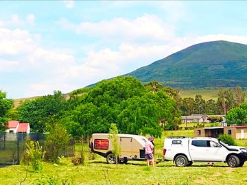 Mountain views across the camping site