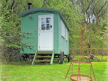 The hut and fire pit