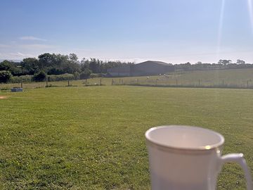 Morning coffee with beautiful view.