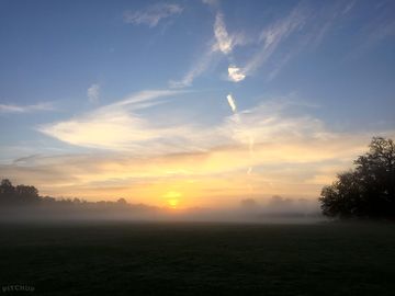 Dawn breaking over boxted park