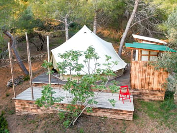 Tent with its own bathroom and deck