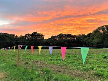 Sunset from the bunting-lined track