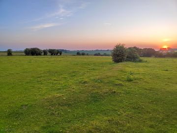 Camping fields at sunset