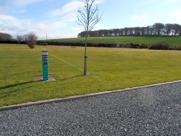 Hardstanding pitch with golpla under turf to stop sinking