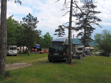 Perfect field for tents, motorhomes or caravans