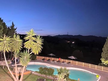 Night-time view from the pool
