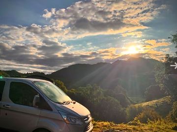 Mountain sunrise from the comfort of your camper