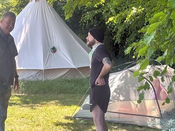 Partially shaded tent pitches