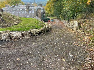5 meter wide driveway leading to parking pitches.