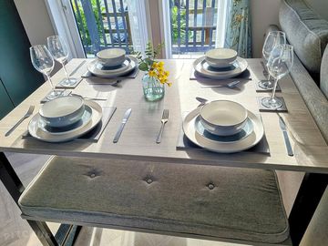 Kitchen dining area with comfortable bench-seating