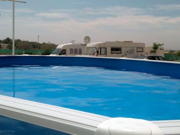 Small above-ground swimming pool