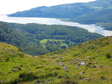 A view from the mountain on site with the Mawddach estuary beyond