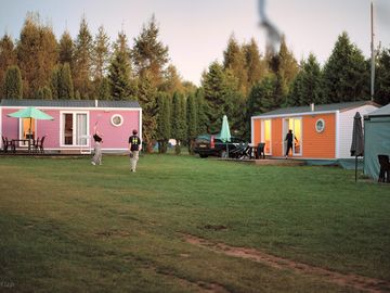 Mobile homes during sundown