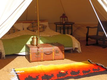Furnished interior of Cloud's Hill Bell Tent