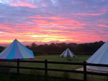 Sunrise at Reforge, looking over the meadow